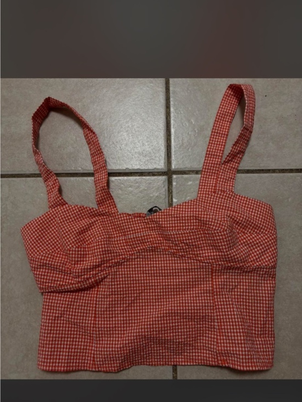 Zara Gingham Crop Tank Top size XS